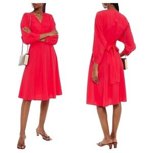 Bash Long Sleeve Dress Medium Coral Red Vintage Style Retails $420
